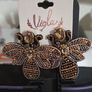 Elegant Gold and Black Bee Earrings